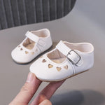 White Baby Girls Heart Cutout Soft Sole Shoes SH7103B