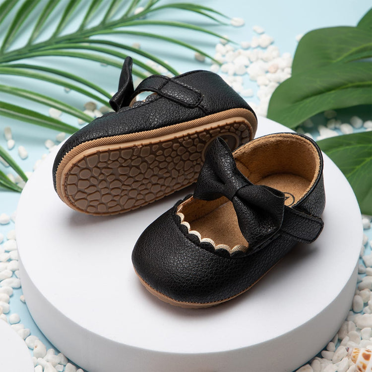 Baby Girls Black Butterfly Knot Shoes SH7102B