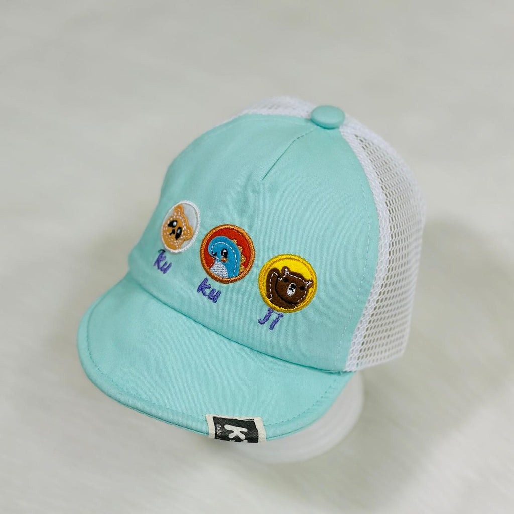 Children's Fashion White & Sea Green Cap CP5035A