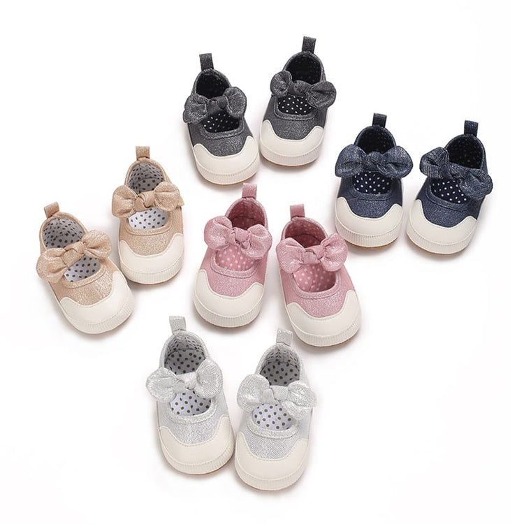 White Toddler Baby Girls Bowknot Princess Soft Sole Anti Slip Walking Booties BTS9106A