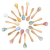 Purple Baby Spoon Fork 2 Pc Set Children's Silicone Wooden Feeding Training Set FS105B