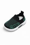Black & Green Color Baby Soft Bottom Walking Sneakers Toddler Rubber Sole First Walkers Infant Shoes SH7178C