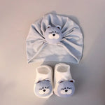 CB Gray & White Cap and Booties Set CP5066B