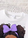 Youngsters' Cartoon Pattern Printed Short Sleeve and Waistband Front Skirt FD6108F