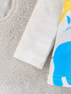 Wonderful Zoo Print Long Sleeve Top and Blue Overalls Pants Set - Casual Knit Fabric, Polyester and Spandex Blend, Animal Pattern, Regular Fit for Fall/Winter, for Outdoor DNG6095