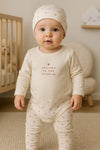 3 Pcs Newborn Baby Printed Long Sleeve Romper, Pajama with Cap BS6420C