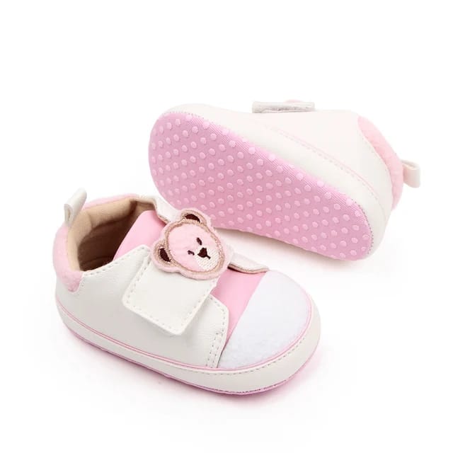 Pink Bear Face Soft Sole Booties BTS9018A