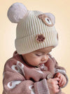 Cream Color Baby Bear Face Warm Winter Wool Cap (0 Months - 24 Months) CP5105B