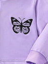 Girls' Two-piece Set with Patchwork Hoodie and Color-blocked Long-sleeved Butterfly Sweatshirt and Color-blocked Patchwork Sweatpants TS6038C