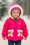 Girls Pink Warm Inner Fur Hooded Puffer Jacket HJ6201C