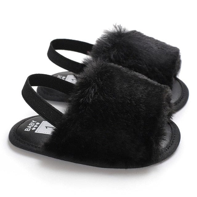 Balck Baby Fashion Fur Slippers SLP8014C