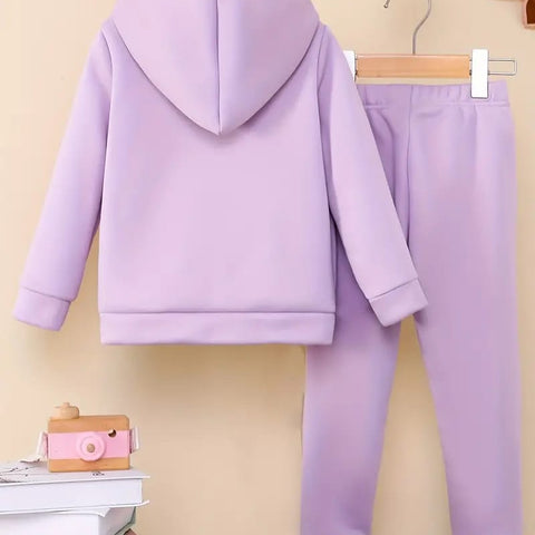 Purple Unicorn Graphic Winter Hoodie & Pants 2 Pc Set TS6032A