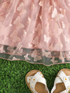 Adorable Summer Girls' Fashion Dress - Double-Sided Brushed Digital Butterfly Print, Pink Tulle Overlay with Large Bow Detail FD6110A