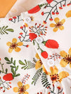 Adorable 3pcs Baby Girl Outfit Set: Floral Print Long Sleeve Top, Cozy Cotton Blend Pants & Matching Headband - Machine Washable, Perfect for Outdoor FD6125G