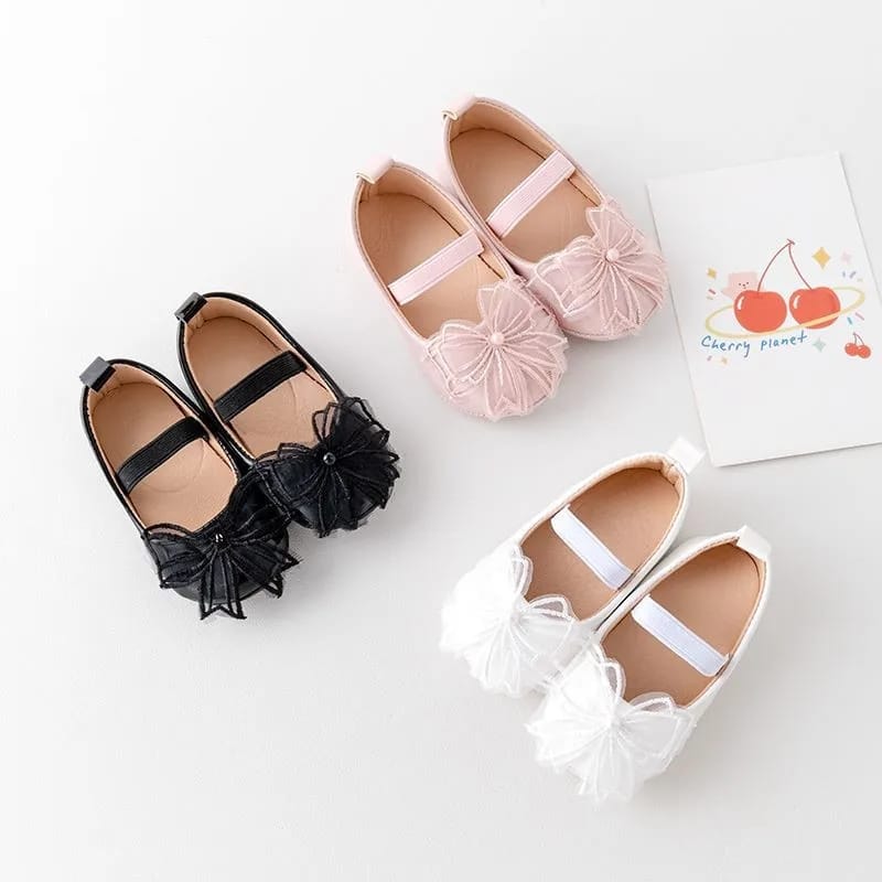 Black Baby Girl High Quality Shinny PU Cute Bowknot Party Shoes SH7107C