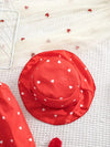 2pcs Set Long Sleeve Heart Print Smocked Dress with Hat for Toddlers FD6111H
