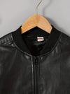 Kids' Stylish Black Jacket - Long Sleeve, Zip-Up, Crew Neck, Perfect for Spring/Fall Outdoor Activities, Casual Streetwear, and Casual Attire HJ6210H
