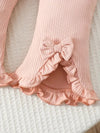 2pcs Adorable Pink Bow Dress Set for Newborns - Sleeveless Romper with Ruffles & Bow Detail, All-Season Comfort| Playful Design| Stretchy Fabric, Baby Clothes, for Outdoor BSBS6140B