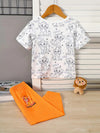 European and American Popular Lion Print Short Sleeve + Lion Print Long Pants Set, Perfect for Outdoor TS6038B