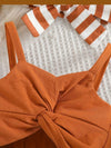 Girls' Strapless Solid Color Top and Striped Triangle Shorts Set FD6122G