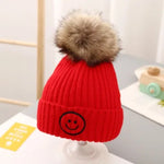 Red Knitted Smile Winter Warm Cap CP5073F