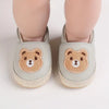 Gray Adorable Cartoon Bear Embroidered Baby Boy Walking Shoes SH7163B