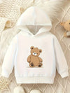 Cozy & Cute Hoodie with Cartoon Bear Print - Soft Polyester Blend, Long Sleeve, Machine Washable - Perfect for Fall/Winter, Oversized Hoodie HJ6209E