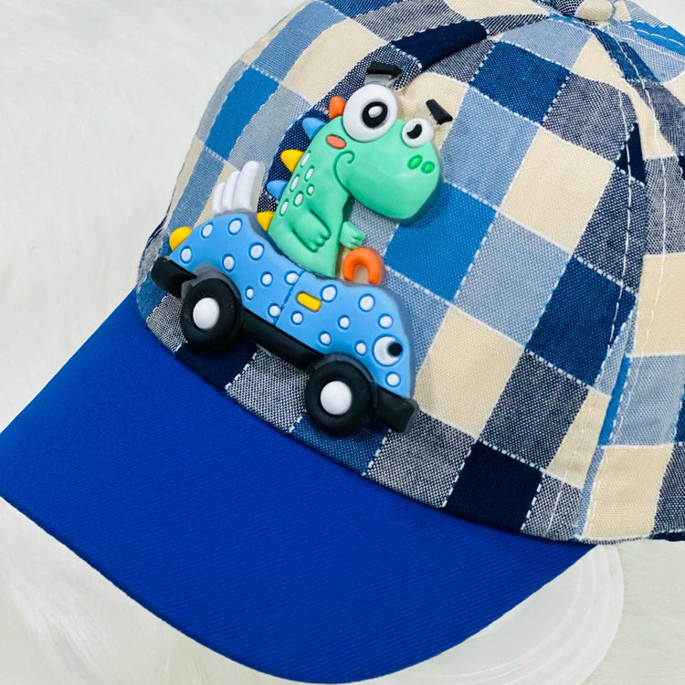 Children's Fashion Royal Blue Check Dino Cap CP5018A