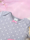 5pcs Baby's Comfy Cotton Triangle Bodysuit, Flower & Polka Dots Pattern & Embroidery Casual Short Sleeve Romper, Toddler & Infant Girl's Outdoor Clothes For Summer, As Gift BS6098H