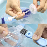 Blue Silicone Bottle Cleaning Brush, 4-in-1 Baby Bottles Cleaner Set - Bottle/Straw/Nipple/Neck Brushes BCP1048B