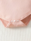 2pcs Adorable Pink Bow Dress Set for Newborns - Sleeveless Romper with Ruffles & Bow Detail, All-Season Comfort| Playful Design| Stretchy Fabric, Baby Clothes, for Outdoor BSBS6140B