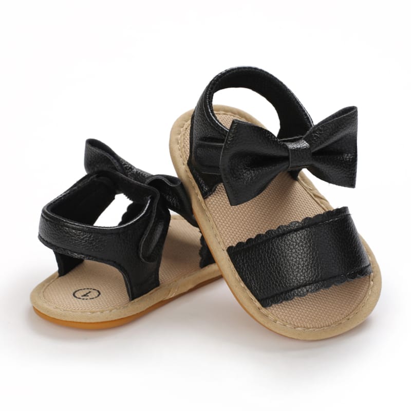 Black Color Fashion Cute Leather Bow Princess Sandals SDL7515C