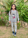 Gray Baby Girl Cute Sequence Hello Kitty Fashionable Long Sleeve Sports Sweatshirts + Trouser Autumn & Winter Flees Clothes Set Outdoor Wear TS6412B