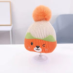 Orange Baby Winter Cute Pompom Bear Knitted Woolen Warm Cap CP5075E