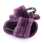 Purple Baby Girls Soft Sole Fur Slippers SLP8013D