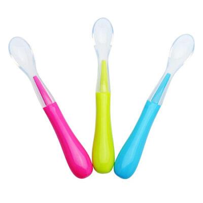 Pack of 2 Pink & Green Infant Baby Silicone Soft Food Feeding Spoons Set FS104B