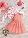 Baby Girl Butterfly Print Coat with a Bow Dress Set, for Outdoor FD6141I