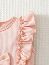 2pcs Adorable Pink Bow Dress Set for Newborns - Sleeveless Romper with Ruffles & Bow Detail, All-Season Comfort| Playful Design| Stretchy Fabric, Baby Clothes, for Outdoor BSBS6140B