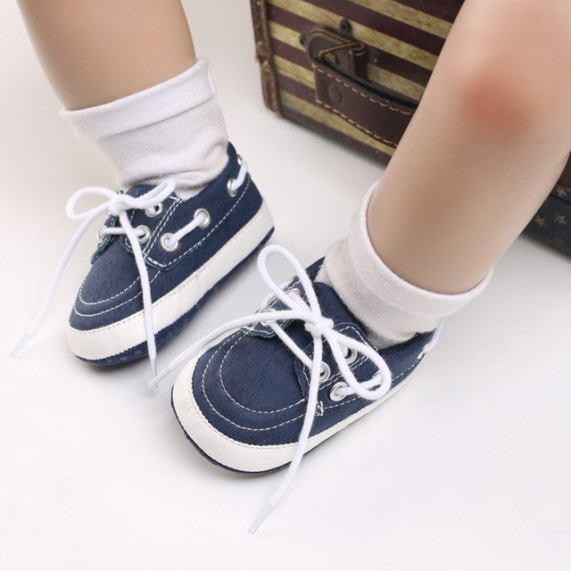 Navy Blue Baby Casual Lace Up Booties BTS9109C