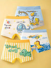4pcs Children's Boxer Briefs Boys Cute Cartoon Dinosaur Car Pattern Print Bottoming Underwear Soft Comfy Breathable Kids Shorts For All Seasons US6113B