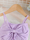 Girls' Big Bow Strap Top + Butterfly Print Halter Skirt Set FD6114I