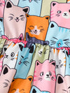Spring/Summer Girls' Cute Kitten Print Flying Sleeve Top and Shorts Set, Perfect for Outdoor FD6125F