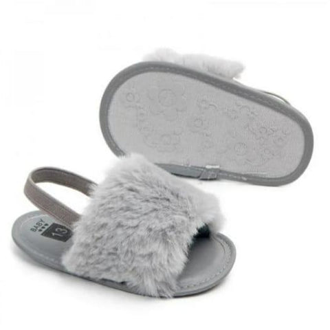 Gray Fur Slipper SLP8003D