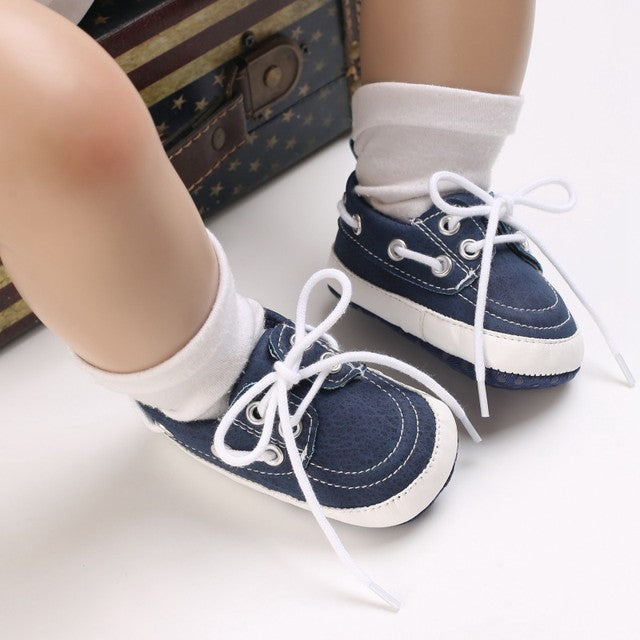 Navy Blue Baby Casual Lace Up Booties BTS9109C