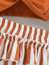 Girls' Strapless Solid Color Top and Striped Triangle Shorts Set FD6122G