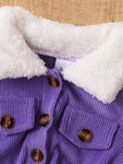 Purple 3 Pcs Set of Fashionable Dresses with Fur Collar and Long Sleeves + Hat Belt FD6042