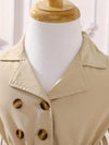 Baby Girls Solid Color Long Sleeve Lapel Elegant Casual Dress FD6092A