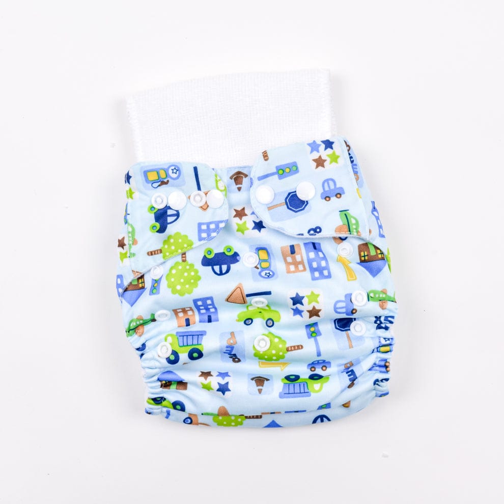 Sky Blue Printed Reusable Baby Infant Nappy Cloth Diaper BCP1017E