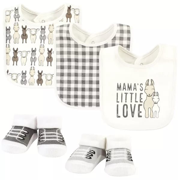 HB 5 Pieces Bibs & Socks Set, Little Love Lama BB2019D