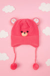 Pink Baby Bear Face Fashion Knitted Warm Winter Wool Cap (1 Years -5 Years) CP5102A
